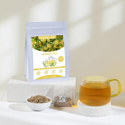 TEARELAE - Linden Tea Bags, 45 Count - Premium Natural Linden Flower & Leaf - Cut & Sifted Te de Tilo - Caffeine-free - Non-GMO - Soothing Herbal Tea for Evening Relaxation