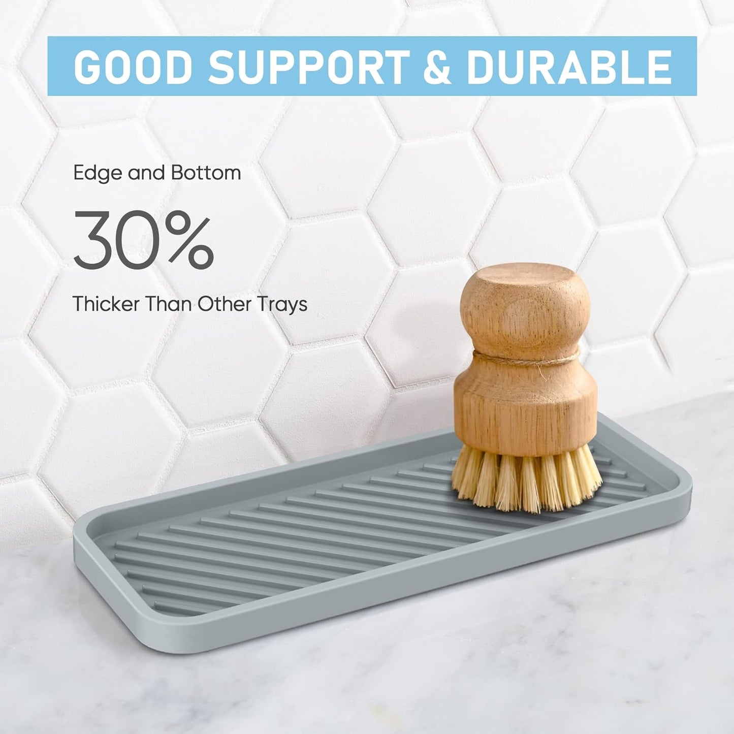 EG-SIPRO Kitchen Sink Organizer Tray,2 Pack Silicone Sponge Holder for Kitchen Sink Bathroom Counter Tray Silicone Soap Tray Holder for Soap Dispenser Bottle