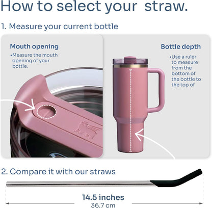 purifyou 14.5" Stainless Steel Straws with Pastel Colored Silicone Tips, Extra Long & Wide Reusable Metal Straws for Tumblers, Smoothies (Set of 5 with Brush)
