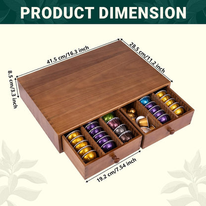 Coffee Pod Storage Holder, Pods Holder Storage for Coffee Capsules, Wooden Coffee Pod Organizer for Coffee Capsules,Extra Large Capatity Coffee Pods Storage