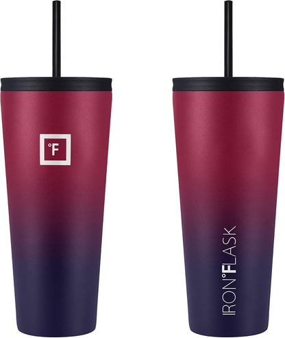 IRON °FLASK Classic Tumbler - Vacuum Insulated Stainless Steel Water Bottle, Double Walled, Drinking Cup, Insulated Travel Mug (Dark Rainbow, 32 oz Solid Lid)