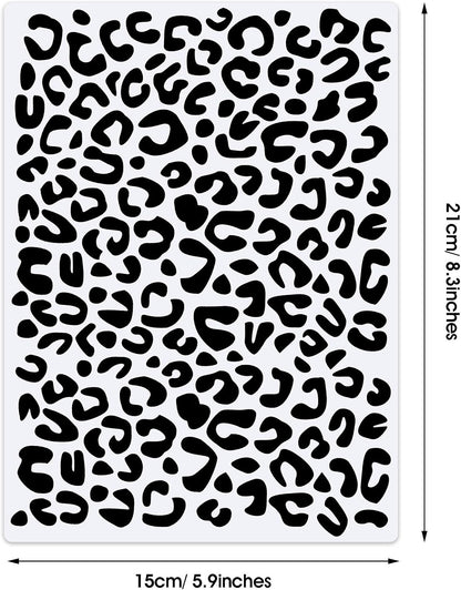 Zonon 4 Pieces Leopard Skin Stencil Reusable Cheetah Paint Stencil Template for Scrapbooking Fabric Drawing Tracing DIY Cake Furniture Wallpaper Floor Decor(5.9 x 8.3 Inch)