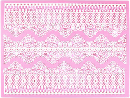 Embossing Lace Fondant Molds, Multi Circle Flowers Lace Mat Wedding Cake Decoration Tool, Silicone Lace Mat Mold for Cakes