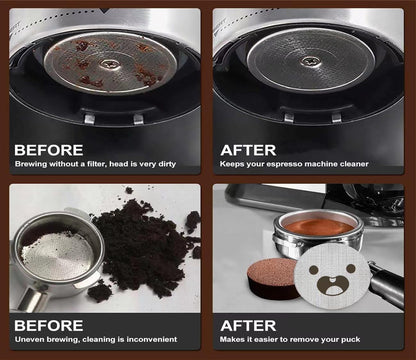 53.5mm Espresso Puck Screen, Lower Shower Screen, Metal Coffee Reusable Filter for 54mm Espresso Portafilter Basket, 1.7 Thickness(Happy)