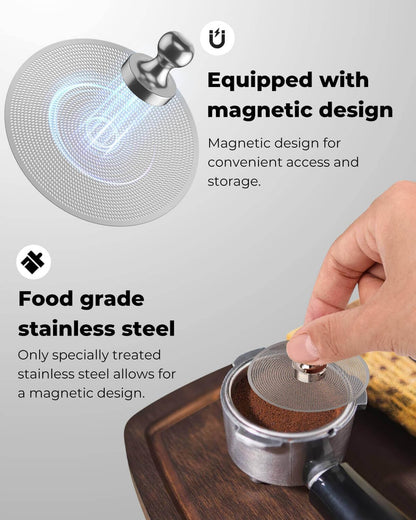 51mm Magnetic Dosing Funnel and Puck Screen Set - Espresso Coffee Dosing Ring, 19mm Anodized Aluminum with 8 Neodymium Magnets Compatible with 51mm CASABREWS/Delonghi Decica Portafilter (Black)