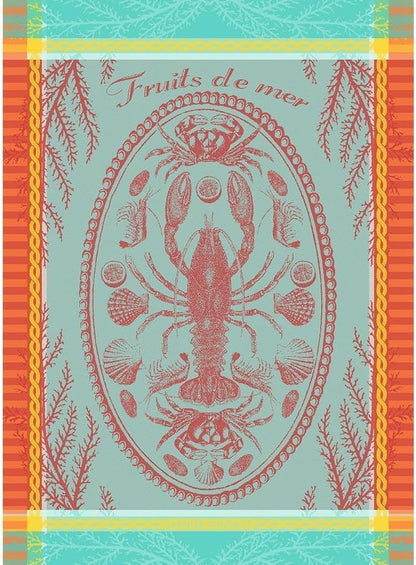 Garnier Thiebaut Maree Basse Lagon (Low Water Lagoon) French Kitchen Towel 22"x30", Cotton, Jacquard