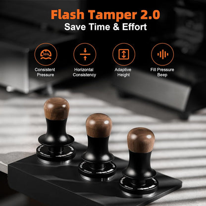 MHW-3BOMBER 58mm Espresso Tamper - 3 Spring Loaded Coffee Tamper with Sound Feedback - Barista Tamper Tool Espresso with 15lb / 30lbs Replacement Springs - Fits 58mm Standard Baskets T7068F-OS