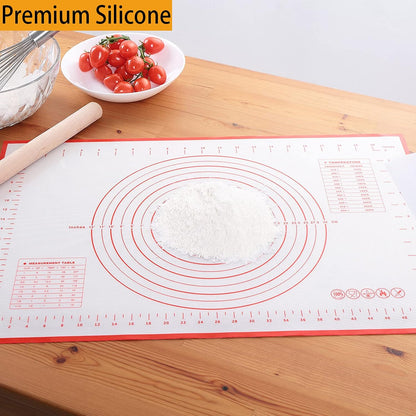 Silicone Baking Mat，Non Stick Rolling Dough with Measurements for Pie Pizza Cookies Fondant Making，Extra Thick Non Slip Silicone Pastry Mat
