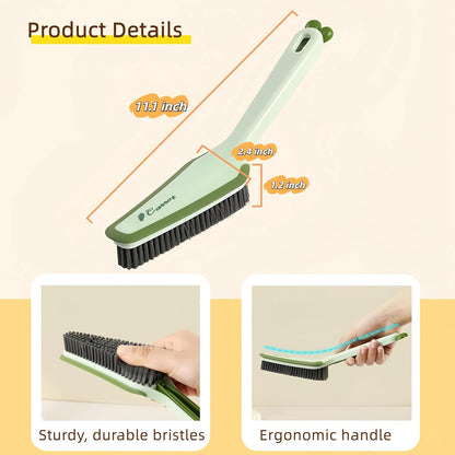 3 in 1 Detachable Household Cleaning Brush, Multifunctional Scrub Brush with Hard Bristle and Handle, Ideal Crevice Grout Scrubber Cleaner for Kitchen, Bathroom, Window, Shoes (Green)