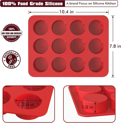 2 inch Chocolate Covered Oreo Molds Silicone - Set of 2-24 Cup SILIVO Chocolate Cookie Molds for Baking, Round Silicone Molds for Sandwich Cookie,Muffin,Cupcake,Pudding,Chocolate Coated Oreos