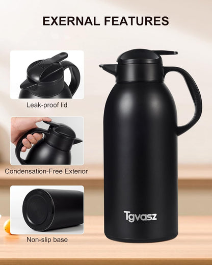Large and Heavy Thermal Coffee Carafe 102 oz,Fullness Water is 7.3 LB, Insulated Carafe for Hot Liquids, Coffee Carafes For Keeping Hot for Parties -Tea Dispenser Flask(black)