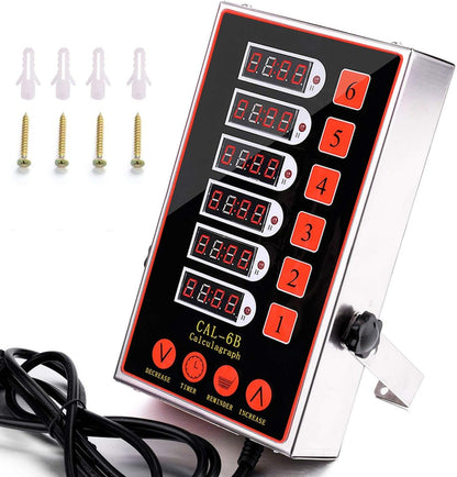 6 Channel Digital Commercial Kitchen Timer Cooking Reminder Loud Ring Alarm