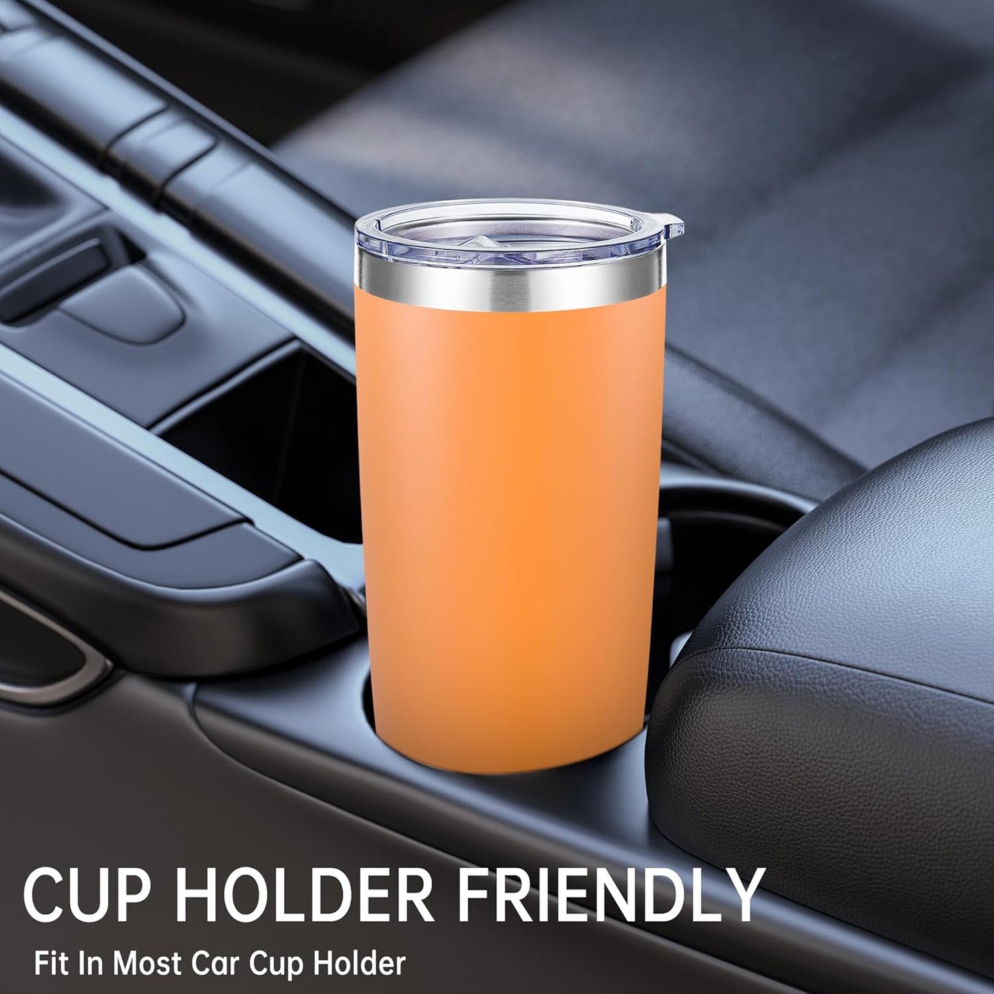 20 oz Tumblers Bulk Stainless Steel Tumbler with Lid Double Wall Vacuum Insulated Coffee Mug 20oz Powder Coated Cup for Hot and Cold Drinks, Orange, 12 pack