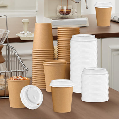 180 Pack Coffee Cup Lids - Disposable Coffee Lid, White Plastic Lids for 10, 12, 16, 20, 24 oz Paper Cups, Leak Proof Cup Lid 3.54 Inches/90 mm Diameter