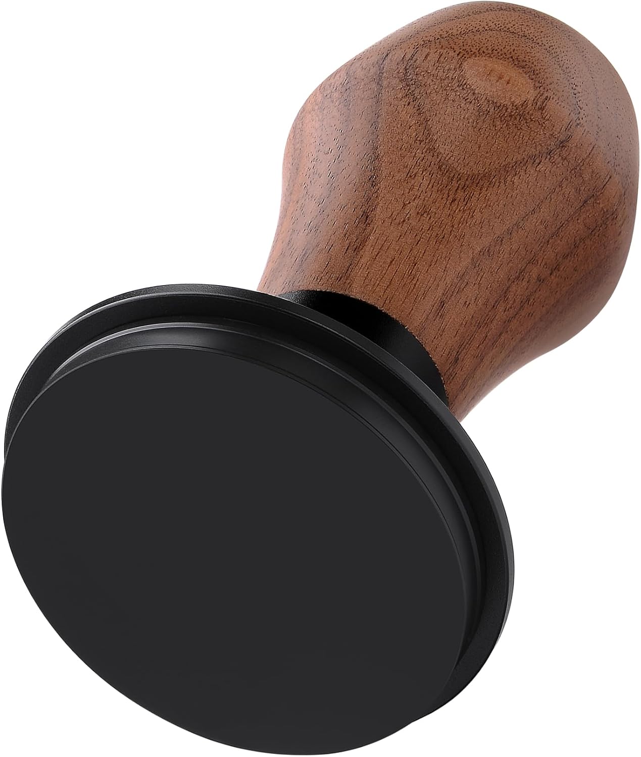 Normcore Espresso Tamper 51mm, V4.1 Spring Loaded Coffee Tamper with Click Feedback, Titanium PVD Flat Base, Walnut Handle, Silicone Stand, Barista Tool for 51mm Portafilter