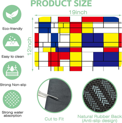 Dish Drying Mat Abstract Mosaic Geometric Color Coffee Mat,12"X19"Bsorbent Dish Drying Pad for Sink Dishes or Under Rack Kitchen Counter Accessories Absorbent Hide Backed Dish Drying Mat