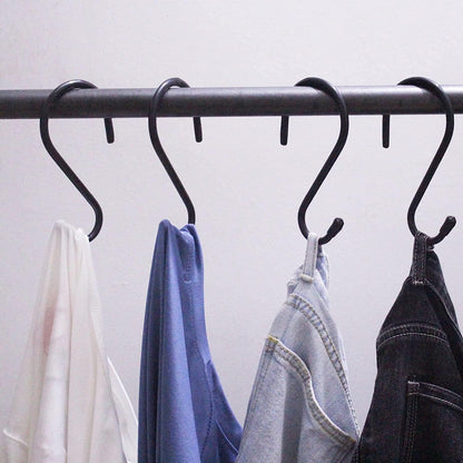4 Pack Large S Hooks for Hanging Heavy Duty, 6 inch Non Slip Vinyl Coated Metal Closet S Hooks for Hanging Kitchen Utensil Pot Pan Cups Clothes Jeans Towels Hats Bags Plants (Black)