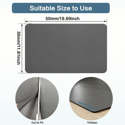 Coffee Mat 12''x19'', Dish Drying Mats for Kitchen Counter Absorbent Hide Stain Bar Mat Coffee Bar Accessories Anti Spill Mat Rubber Backed Fit Under Coffee Maker Espresso Machine Dish Rack (Gray)