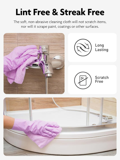 Fantasticlean Microfiber Cleaning Cloth Roll -75 pack, Tear Away Microfiber Towels, 12" x 12", Reusable, Washable, Scratch Free, Ultra Absorbent Dishcloth for Home Supplies, Car, Pet, Kitchen (Purple)