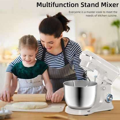 Electric Stand Mixer,10 Speeds Tilt-Head Food Mixer, 3-IN-1 Kitchen Mixer for Daily Cooks with Dishwasher-Safe 6.5 QT Bowl,Dough Hook, Beater, Whisk (Almond Cream)