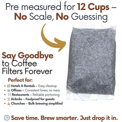Ground Flavored Coffee In Filter Packs | Medium Roast Low Acid Mold Free Pouches | Sampler Packets | Salted Caramel Gourmet Powder Bags for 10-12 Cup Drip Maker | Highest Rated Individual Premeasured Coffee