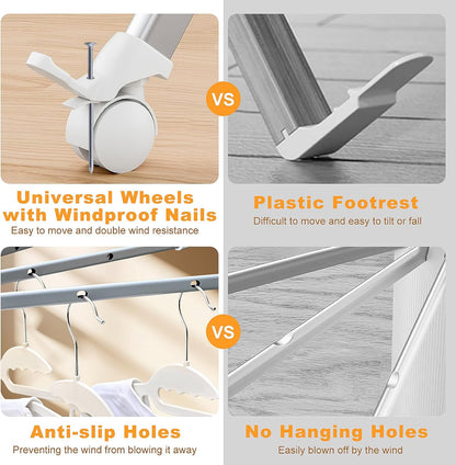 4-Legged Clothes Drying Rack Foldable, Double Dryer Rack with 20 Clips, Outdoor Laundry Drying Rack with 4 Pulleys, Collapsible Drying Rack Clothing, Aluminum Hanging Dry Rack for Clothes,Socks,Towel