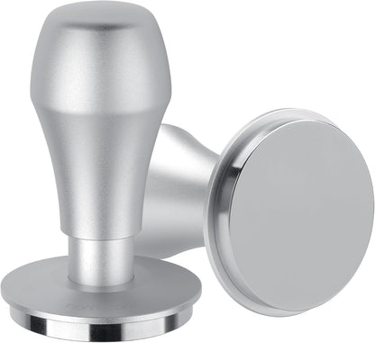 Normcore 58.5mm Coffee Tamper V4.1 with Click Sound Feedback, Espresso Barista Hand Tamper, Spring Loaded Tamper With Flat Base, Anodized Aluminum Handle, Compatible with 58mm Espresso Machine, Silver