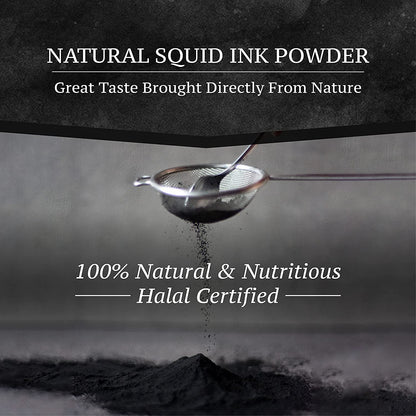 Black Hut Squid Ink Powder, Food Coloring for Rice Noodles Pasta Spaghetti Risotto, Nero Di Seppia, Tinta de Sepia, Halal Certificate, Contains Molluscs, 1.76oz / 50g (Pack of 1)