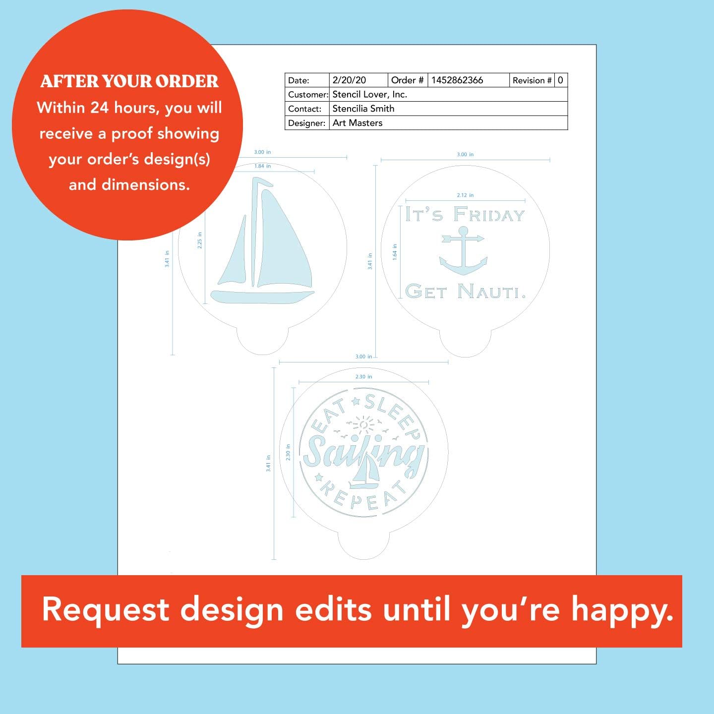 Stencil Stop Custom Coffee Stencil - Customizable for Business Logos, Faces, Images - 14 Mil Mylar Plastic (3.5 x 3.5 inches - 25 Pack)