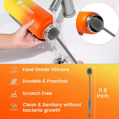 Lexlion Tea Infuser Bottle - Fruit Infusion Water Bottle 22 Oz, Triple Walled Insulated Stainless Steel Bottle, Thermal Leaf Infuser, Silicone Sleeve, 3 Lids Leakproof, Metal Mug Gallon