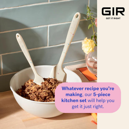 GIR: Get It Right 5-Piece Cooking Utensils Set - Red Silicone Kitchen Utensils - Heat-Resistant & Nonstick Tools - Spatula Set with Spoon, Ladle, Turner & Spoonula