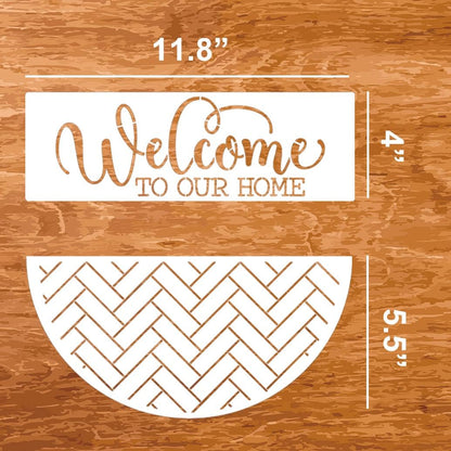 Welcome Stencils for Painting on Wood Welcome Stencil for Wood Sign 12" Reusable Templates Brick/Leopard Print/Herribone/Cow Print Pattern Stencil