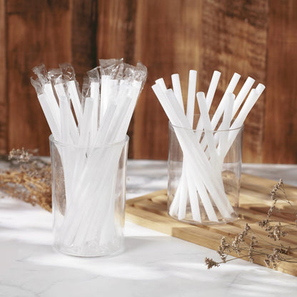 Karat 9" Boba Straws(10mm Diameter), Poly-Wrapped, Assorted Solid Colors (White)