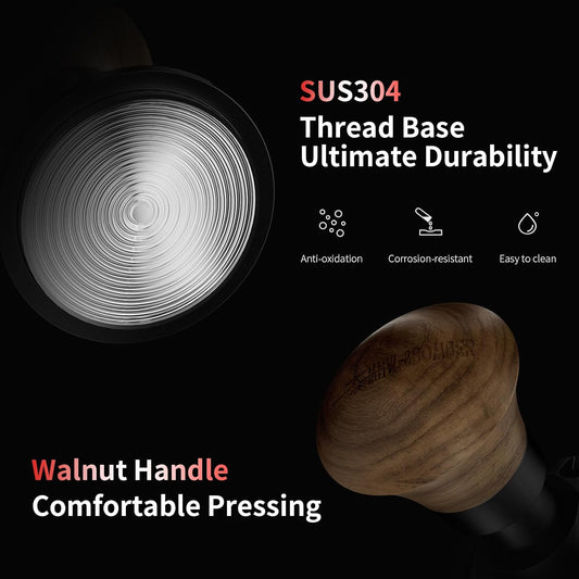 MHW-3BOMBER 58.35mm Espresso Tamper - 30lbs Coffee Tamper with Sound Feedback for Barista, Walnut Tamper Tool Espresso Hand Tamper with 3 Spring Loaded Fits 58mm Portafilter, Thread Base, T5164T-OS