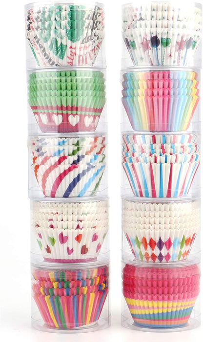 Tosnail 1000 Pack Paper Baking Cups Cupcake Liners Muffin Liner - Assorted 10 Styles