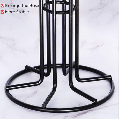 HULISEN Mug Tree for Large Cups, Counter Coffee Mug Holder with 6 Hooks, Metal Coffee Cup Holder Tree, Standing Rack for Countertop, Kitchen Counter Decor, Black