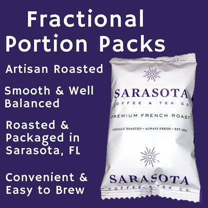 Sarasota Coffee Ground Packets | Low Acid Dark Roast Ground Coffee Packs | European French Roast | Mold Free and Individual Packets for 12 Cups | 1.75 Ounce Bags, 100 Count