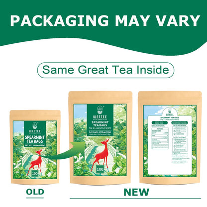 WT WEETEE Spearmint Tea Bags, Made with 100% Pure Spearmint Leaf, Natural Caffeine-free Herbal Tea, Refreshing & Smooth Mint Tea