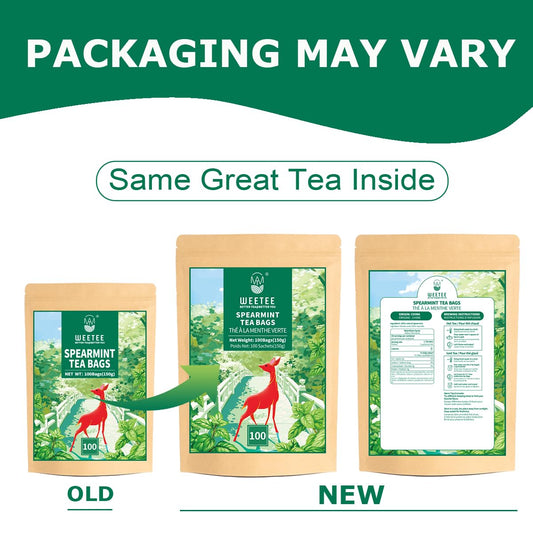 WT WEETEE Spearmint Tea Bags, Made with 100% Pure Spearmint Leaf, Natural Caffeine-free Herbal Tea, Refreshing & Smooth Mint Tea