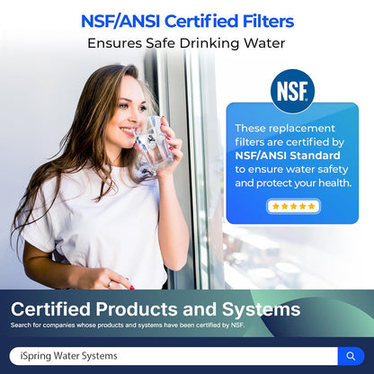 iSpring FT15 NSF Certified 5th Stage Inline Post Carbon Water Filter, Replacement Cartridge with 1/4" Quick Connect for Refrigerator, Ice Maker, RO Reverse Osmosis Water Filtration System