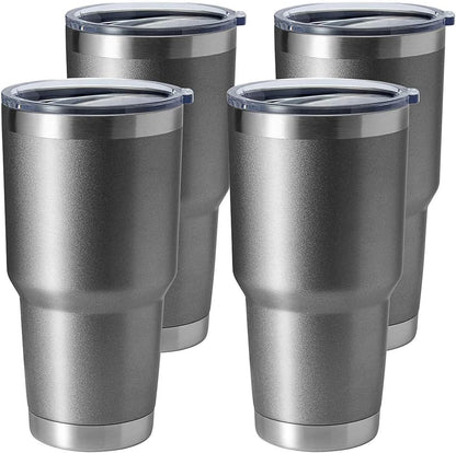 HASLE OUTFITTERS 30oz Stainless Steel Tumbler, Double Wall Vacuum Insulated Travel Mug Tumbler, Durable Insulated Coffee Mug, Gift Box Set (Grey, 4)