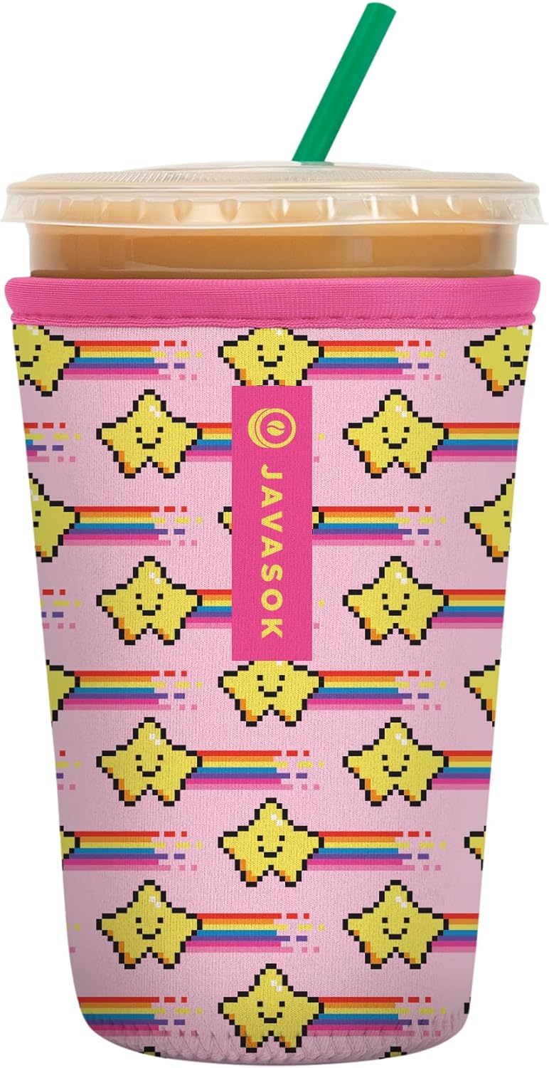 Sok It JavaSok Iced Coffee & Cold Soda Insulated Neoprene Cup Sleeve (Super Star, Medium: 22-28oz)