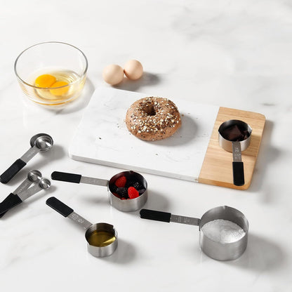 Magnetic Stainless Steel Measuring Cups & Spoons Set – 8-Piece Stackable Set with Engraved Measurements – Dishwasher Safe Baking Essentials