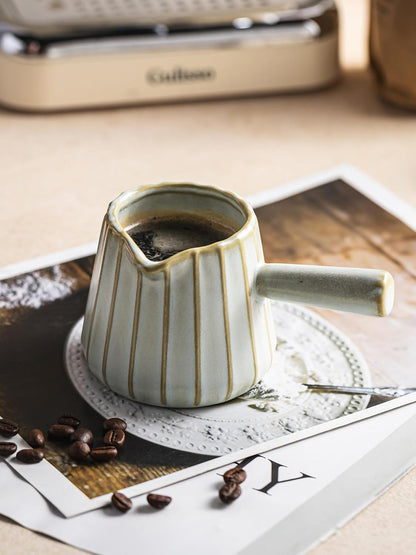 Espresso Cups, Ceramic Espresso Measuring Cup with Handle, Expresso Shots Cups with Scale, Espresso Accessories, 200ML /6 OZ, Light Green