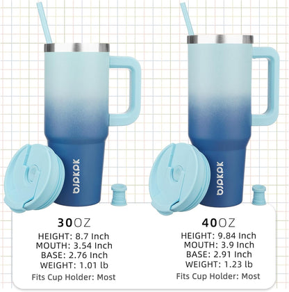 BJPKPK Tumbler With Handle 30 oz Stainless Steel Insulated Tumbler With Lid And Straw For Water Or Ice Coffee,Sky