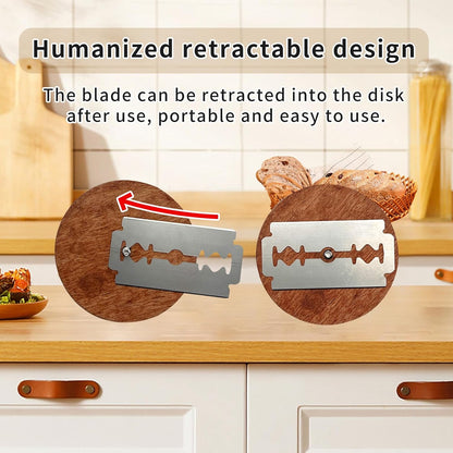 Bread Lame Sourdough Scoring Tool,Wooden Lame Bread Scoring Tool with 5 Razor Blades and Leather Storage Cover,UFO Bread Lame Dough Scoring Tool for Bread Baking