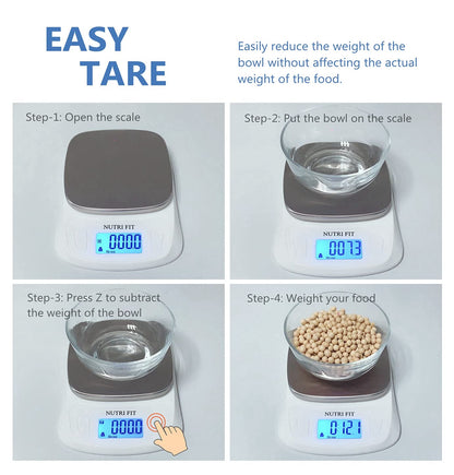NUTRI FIT Food Kitchen Scale Digital Grams and Ounces Ultra Slim Scale Portable for Baking Cooking Camping Stainless Tare Auto Off Backlit Large LCD Display 11lb/5kg-White