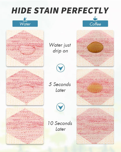 AMOAMI Coffee Mat Hide Stain Rubber Backed Absorbent Dish Drying Mat for Kitchen Counter - Fits Under Coffee Maker or Machine - PINK 16X24