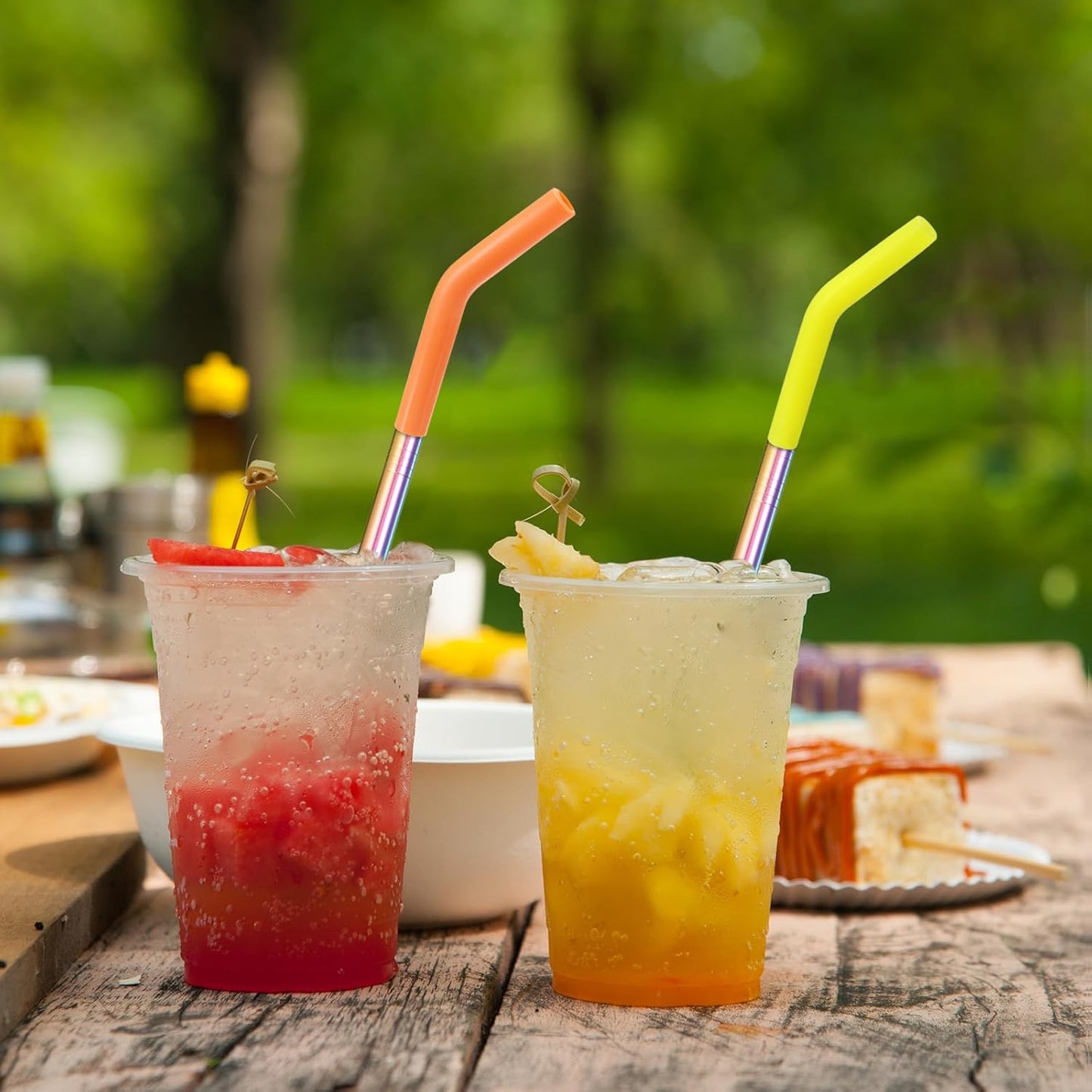 uxcell 12pcs Silicone Straw Tips, Silicone Straw Elbows Tip, Soft Reusable Metal Straw Covers Fit for 6mm/0.24" OD Stainless Steel Straws, Sky Blue