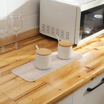 Silicone Dish Drying Mat for Multiple Usage,Easy clean,Eco-friendly,Heat-resistant Silicone Mat for Kitchen Counter,Sink,Bar,Bottle,or Cup Translucent M 17 inches x 6 inches